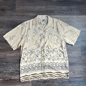 Vintage Silk Icon Collection 100% Silk Floral Button Down Shirt Medium
